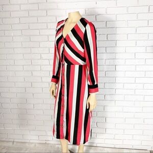 Wednesday’s Girl Striped Red and Black Button-Down Dress
